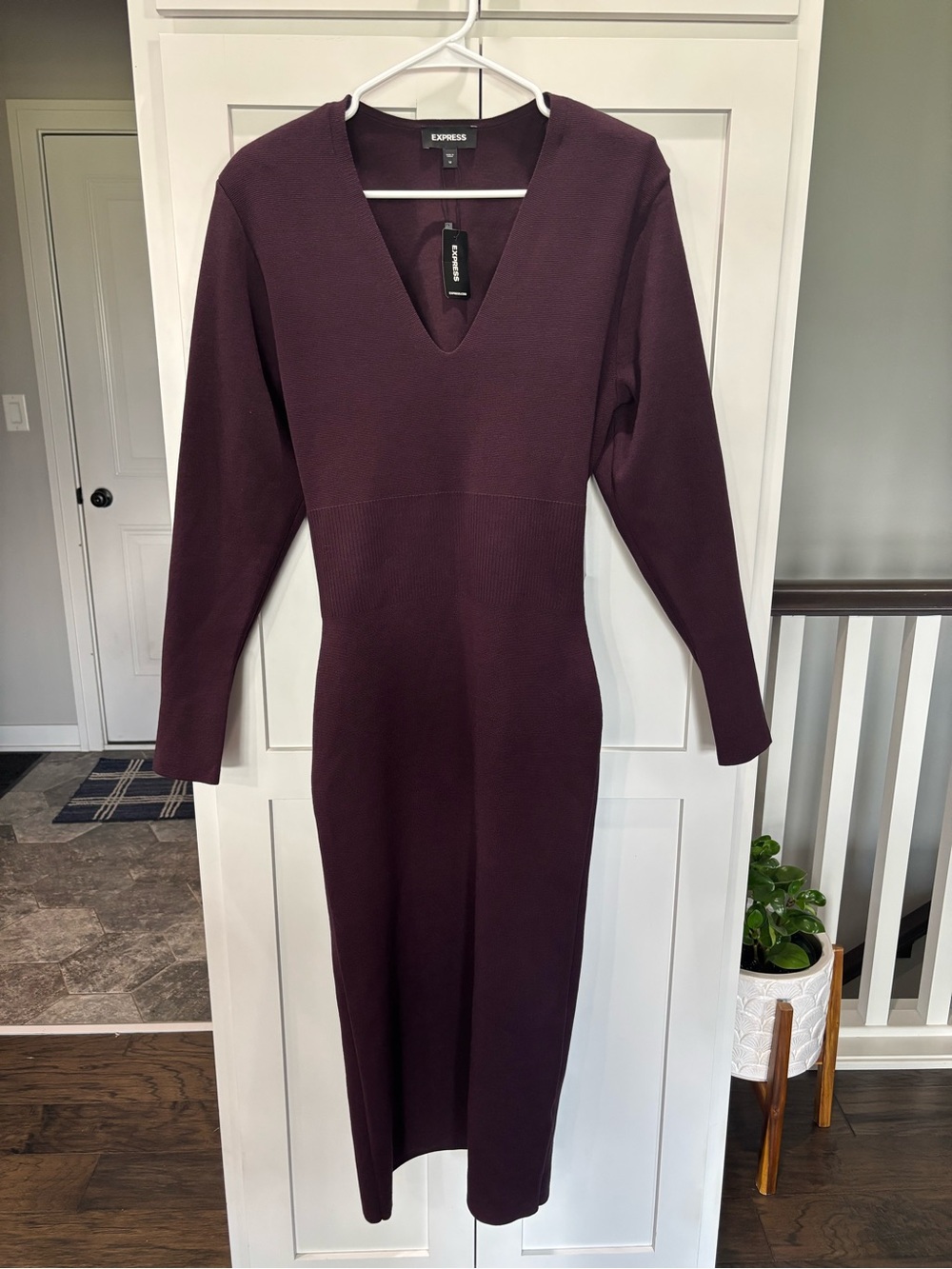 Express Plum V-Neck Midi Dress